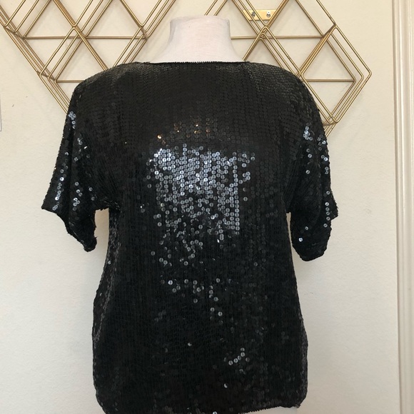 Vintage Black Sequin Blouse - Picture 5 of 5